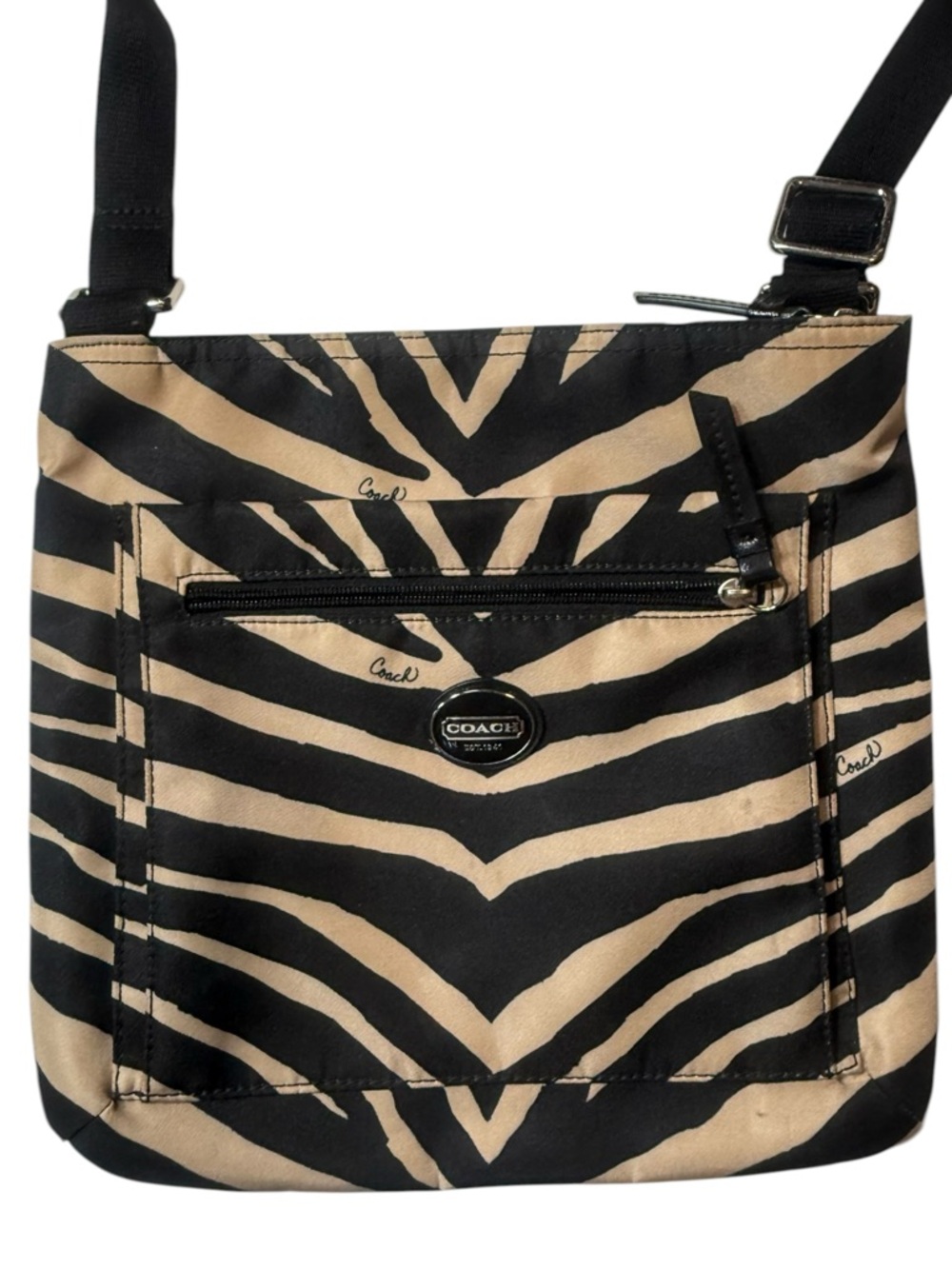 Coach Black and Cream Zebra-Pattern Crossbody Bag - Picture 4 of 9